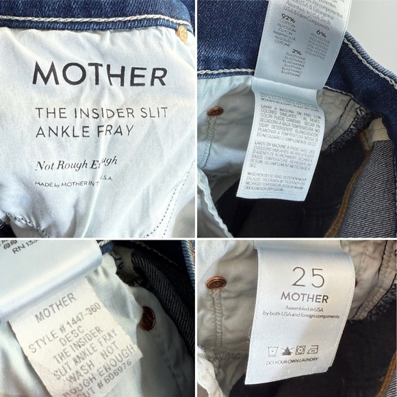 Mother The Insider Slit Ankle Fray Not Rough Enough Denim Jeans 25 - Picture 13 of 16